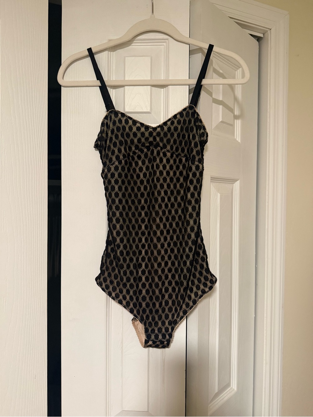 Free People Black Polka Dot Bodysuit Strappy XS